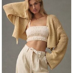 Anthropologie Cream Open-Knit Cardigan
